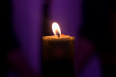 Close-up of burning candle