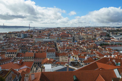 High angle view of townscape against sky