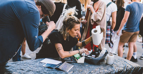 Group of people working on table