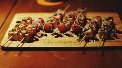 Close-up of sushi on table