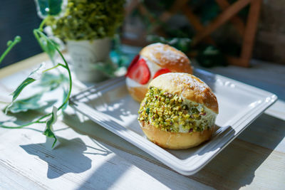 Close-up of food on table