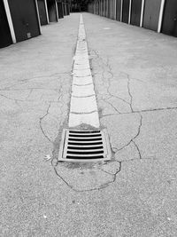 High angle view of manhole on street