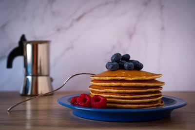 Close-up of breakfast on table