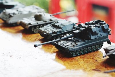 Close-up of toy car on table