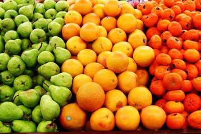 Full frame shot of oranges at market stall