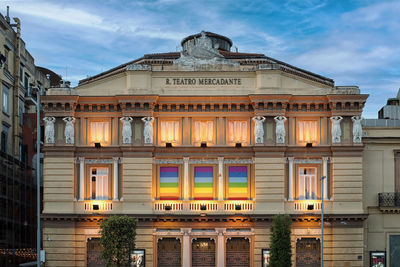 The facade of the mercadante theater, historic theater built between 1776 and 1778.