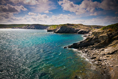 Scenic view of sea against cloudy sky