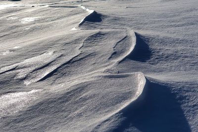 High angle view of snow covered landscape