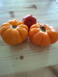 High angle view of oranges on table