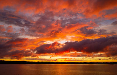 Scenic view of dramatic sky during sunset