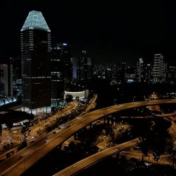 Illuminated skyscrapers at night