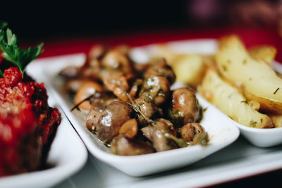 Close-up of meal served in plate