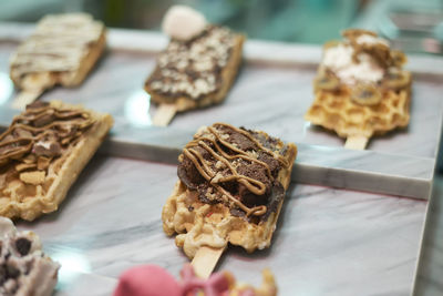 Close-up of dessert on table