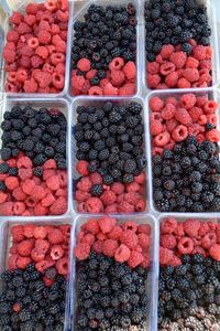 High angle view of fruits for sale in market