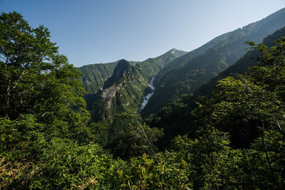 Scenic view of mountains against clear sky