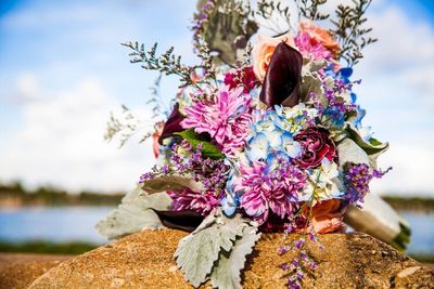 Close up of woman with flowers