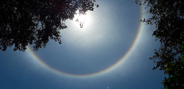 Low angle view of rainbow against sky