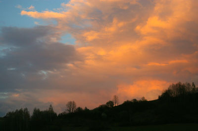 Scenic view of cloudy sky at sunset