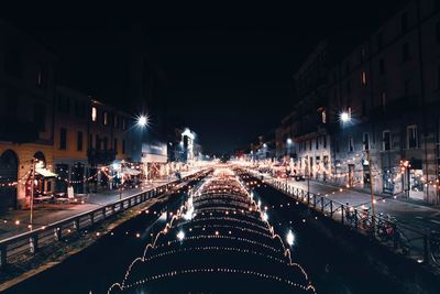 Panoramic view of illuminated city at night