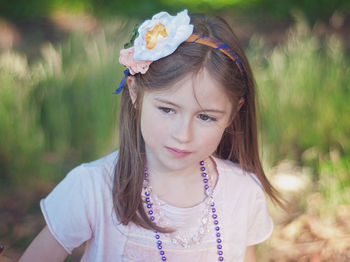 Close-up of thoughtful girl looking away