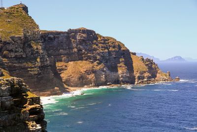 Scenic view of sea against clear sky