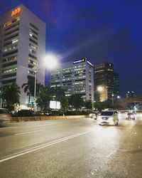 City street and buildings at night