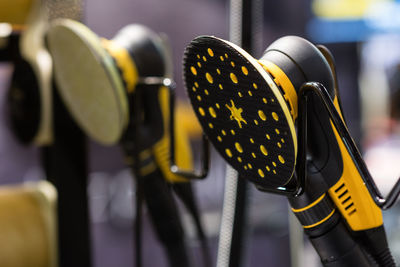 Close-up of yellow shoes for sale