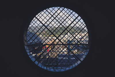 Low angle view of sky seen through window