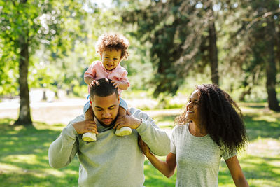 Parents with baby boy at park