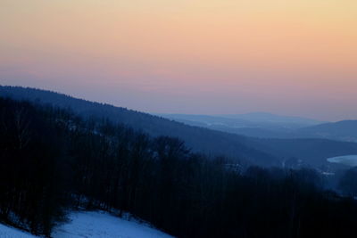 Scenic view of landscape against sky during sunset