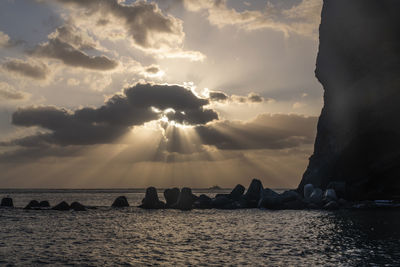 Panoramic view of sea against sky during sunset