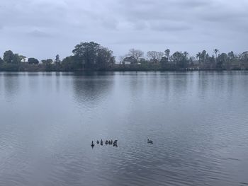 Scenic view of lake against sky