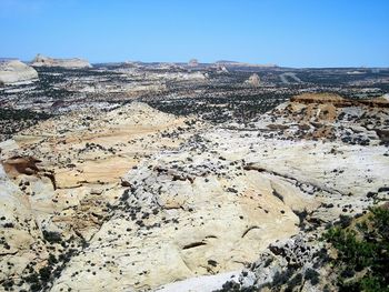 Scenic view of land against clear sky