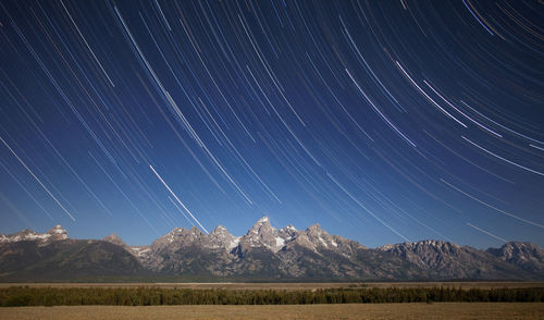 Scenic view of landscape against sky at night