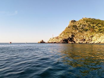 Scenic view of sea against clear sky