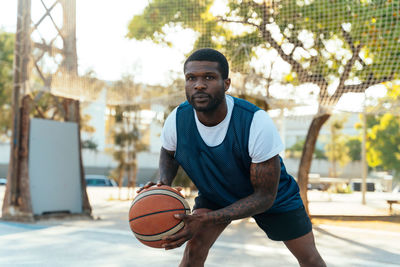 Man playing basketball