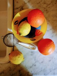 High angle view of fruits on table