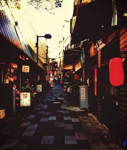 Illuminated street light in city