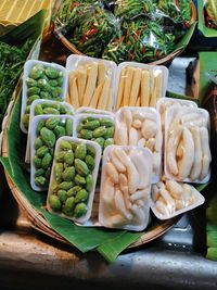 High angle view of food on table