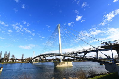 Low angle view of suspension bridge