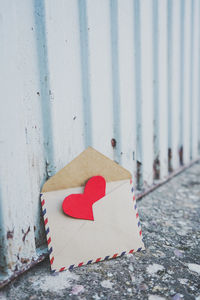 Close-up of heart shapes on wall