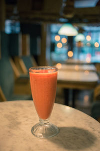 Close-up of dessert served in glass on table in restaurant