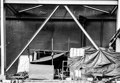 Clothes drying on building