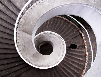 High angle view of spiral stairs