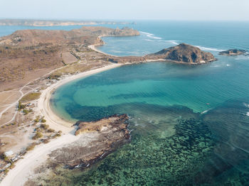 Aerial view of tanjung aan beach,lomobok,indonesia