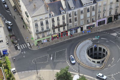 High angle view of street in city