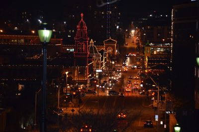 Illuminated cityscape at night