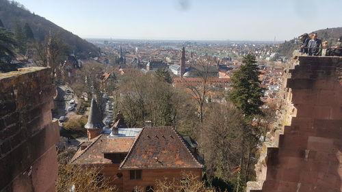 High angle view of townscape against sky