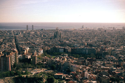 High angle view of townscape against sky