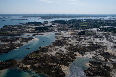 Aerial view of sea against sky